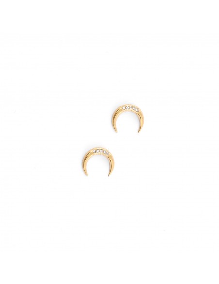 Mysterious crescent - stud earrings made of gilded stainless steel - 1
