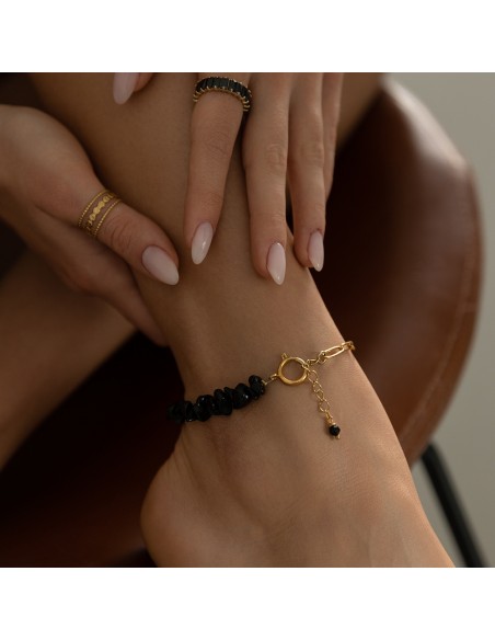 Ankle bracelet - black Agate - 3