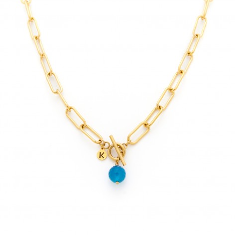 Gilded chain with blue Agate - 2