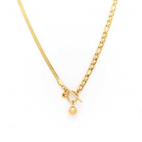 Gilded long necklace with ball - 2