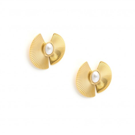 Gilded earrings range with pearly eye - 1