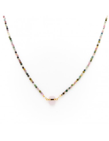 Baby Aura necklace with Rose Quartz and colorful Tourmalines - 1