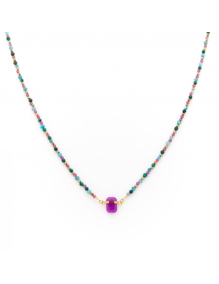 Baby Aura necklace with Amethyst and colorful stones - 1