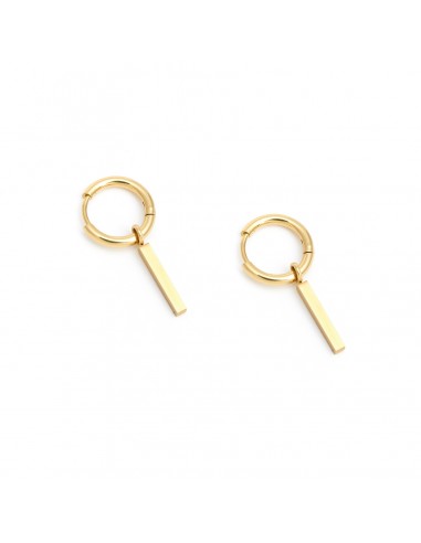 Gilded earrings with stick - gilded stainless steel hoop earrings - 1