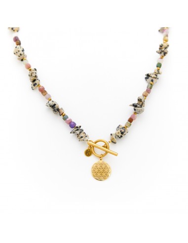 Necklace made of Dalmatian stones and colorful Tourmalines with badge - 1
