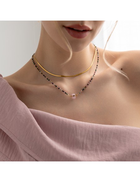 Baby Aura necklace with Rose Quartz and colorful Tourmalines - 2