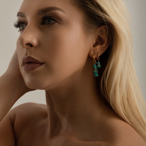 Earrings made of chopped Turquoise - short model