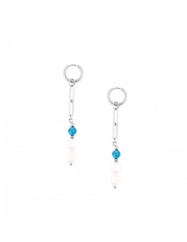 Earrings with river Pearls and azure Apatite - Saint-Tropez - 2