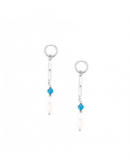 Earrings with river Pearls and azure Apatite - Saint-Tropez - 2