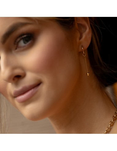 Gilded hoop earrings with ball on thin snake - 1