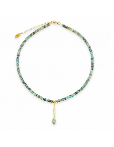 African turquoise with barrel - necklace made of natural stones