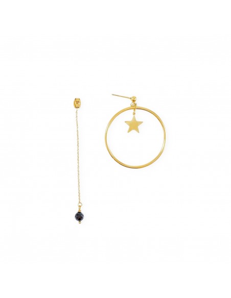 Hoop earrings with star and Spinel - 1