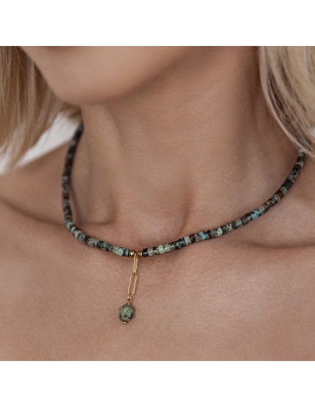 African turquoise with barrel - necklace made of natural stones - 6