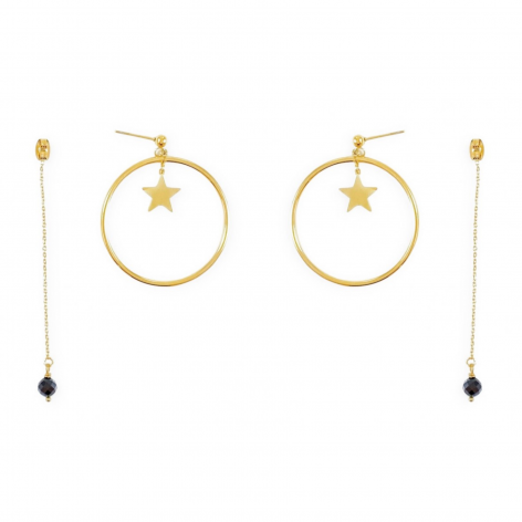 Impressive hoop earrings with star and Spinel - 1