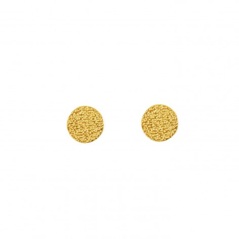 Embossed mini badges - stud earrings made of gilded stainless steel - 1