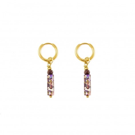 Violet&Gold – gilded hoop earrings made of stainless steel - 1