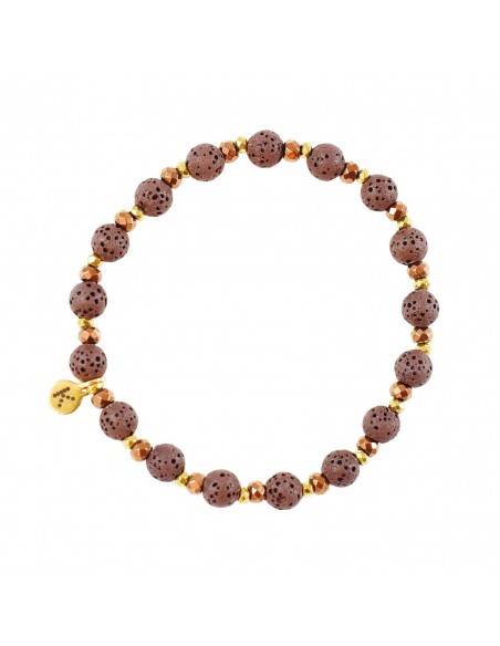 Brown in gold - bracelet made of natural stones - 1
