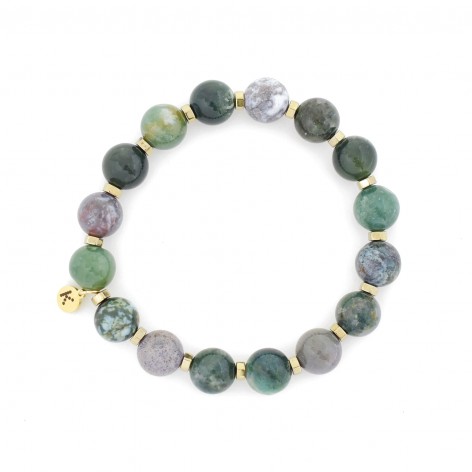 Indian Agate in gold - bracelet made of natural stones - 1