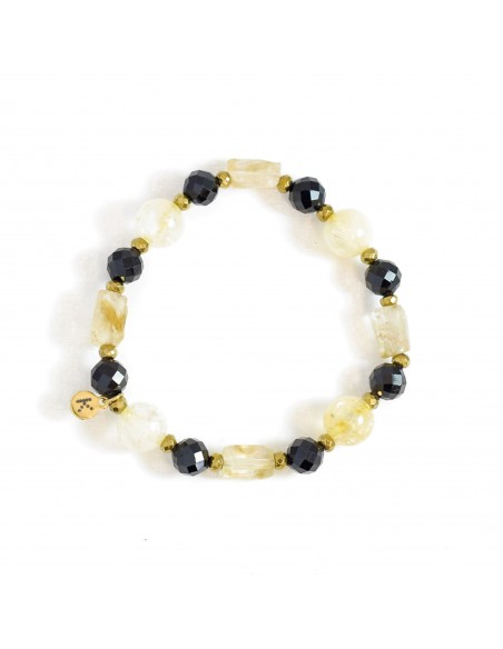 Black and gold with stones of wealth - bracelet made of natural stones - 1