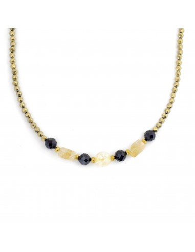 Black and gold with stones of wealth - necklace made of natural stones - 1