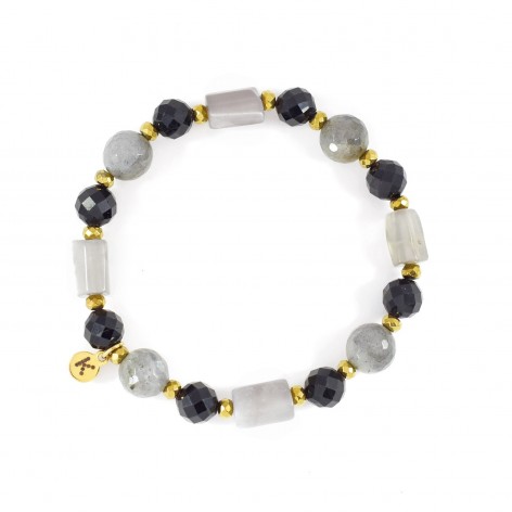 Black and gold with stones of power - bracelet made of natural stones - 1