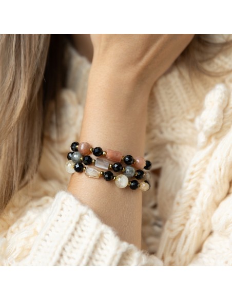 Black and gold with stones of life - bracelet made of natural stones - 3