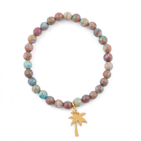 Travellers talisman with palm tree - bracelet made of natural stones - 1