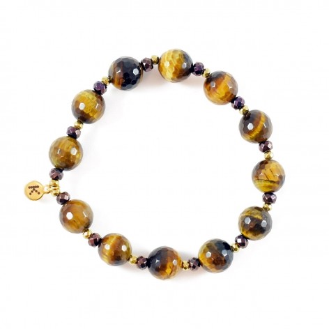 Tiger's eye with Hematite - bracelet made of natural stones - 1