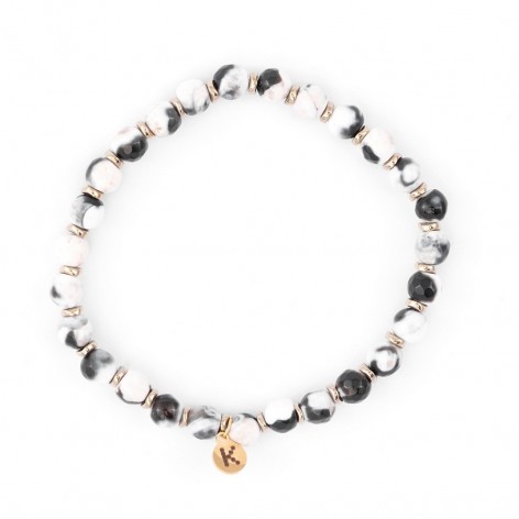 Black and white Agate (6mm) - bracelet made of natural stones - 1