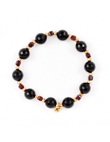 Black and ruby red - bracelet made of natural stones - 1