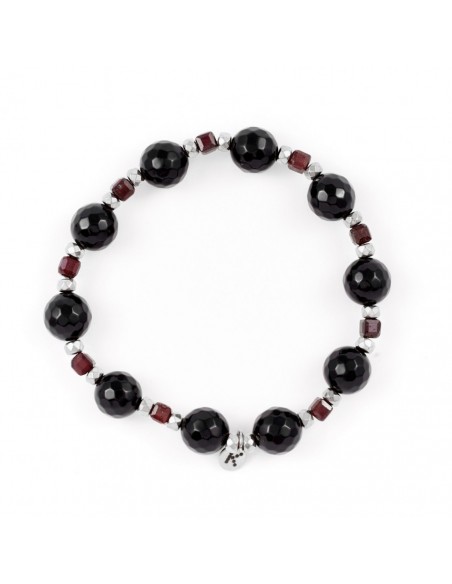 Black and ruby red - bracelet made of natural stones - 2