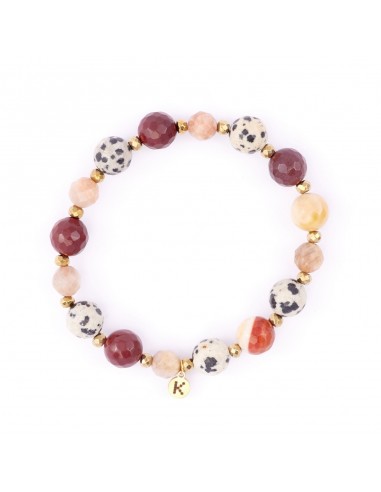 Dalmatian stone with burgundy Mookaite - bracelet made of natural stones - 1