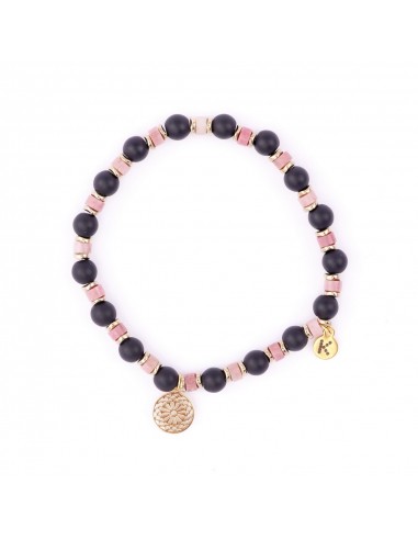 Onyx with Rhodonite and mandala - bracelet made of natural stones - 1