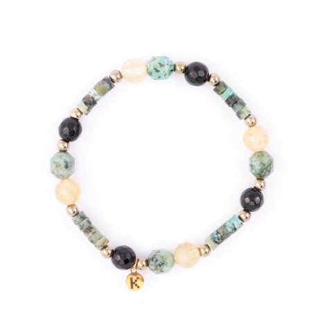 African Turquoise with Citrine - bracelet made of natural stones - 1