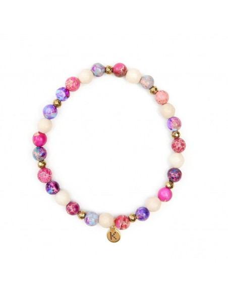 Beige/violet/pink jasper (6mm) - bracelet made of natural stones - 1