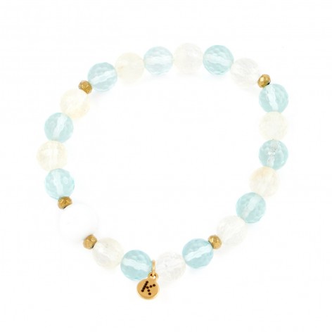 Bracelet made of Aquamarine and Citrine with white Agate - 1