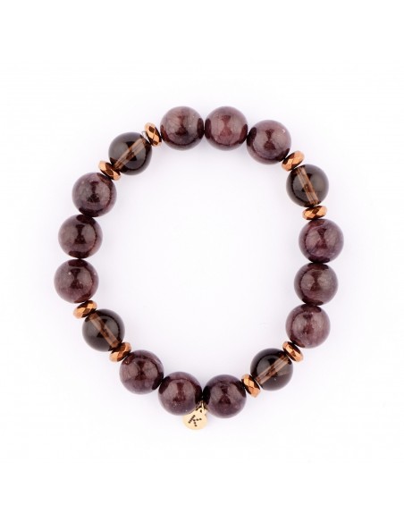 Brown with a copper hematite - bracelet made of natural stones - 1