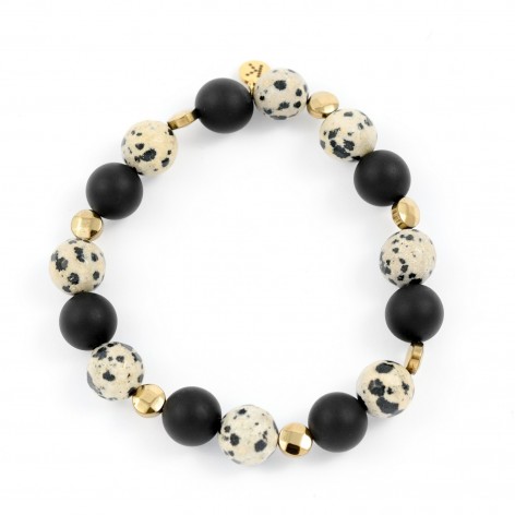 Mix bracelet dalmatian stone with onyx - 1