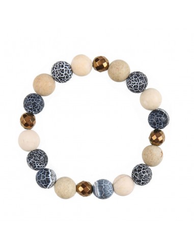 Beige and Jeans - bracelet made of natural stones - 1