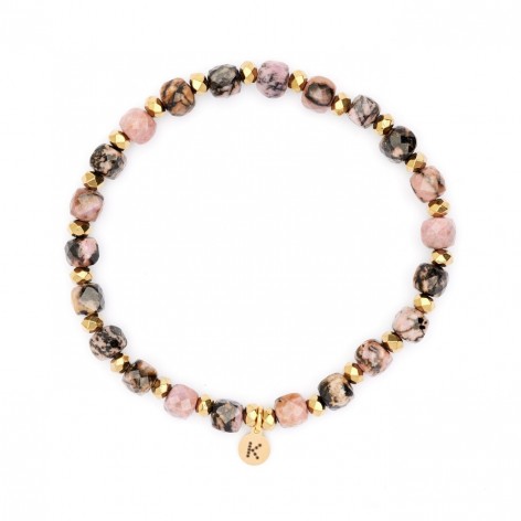 Rhodonite with gold in an amazing cut - bracelet made of natural stones - 1
