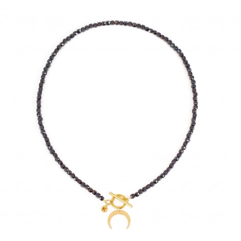 Necklace made of exclusive black Tourmaline with a Moon - 1