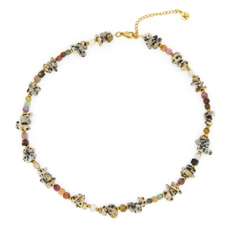 Necklace made of Dalmatian stones and colorful Tourmalines - 1