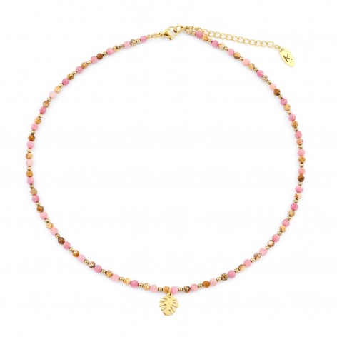 Pink-sandy necklace made of natural stones - 1