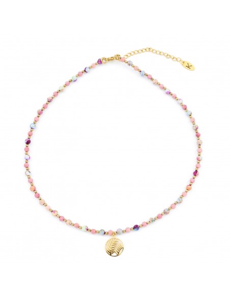 Pastel pink necklace made of natural stones - 1
