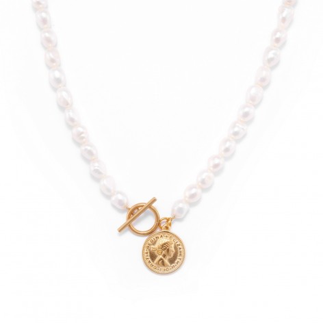 Pearl necklace with coin - 1