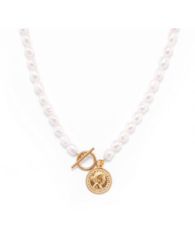 Pearl necklace with coin - 1