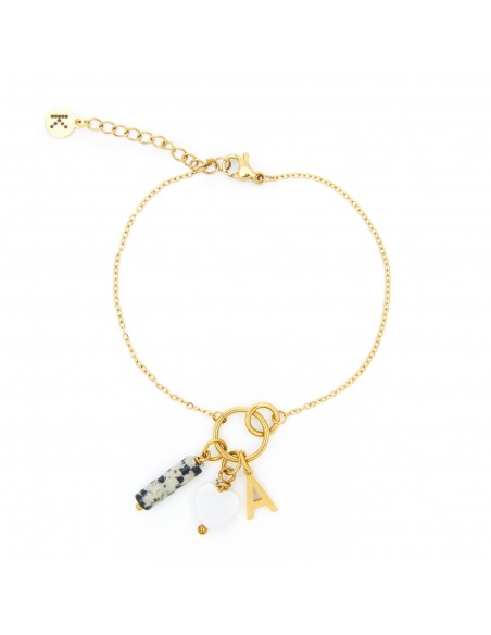 Gilded bracelet with subtle circles, pendants and letters (choose your letter) - 1