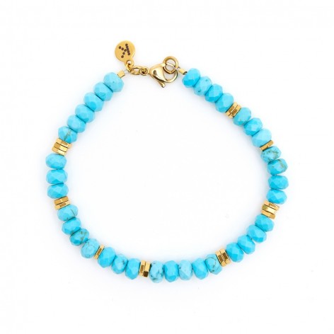 Turquoise and gold bracelet made of natural stones - 1