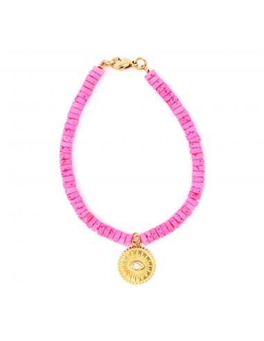 Energetic pink (choose your pendant) - bracelet made of colored volcanic lava - 1