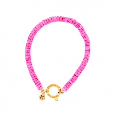 Energetic pink - bracelet made of colored volcanic lava - 1